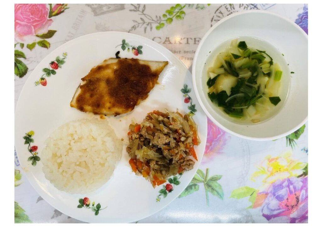 さわらの味噌焼き きんぴらごぼう すまし汁 ご飯