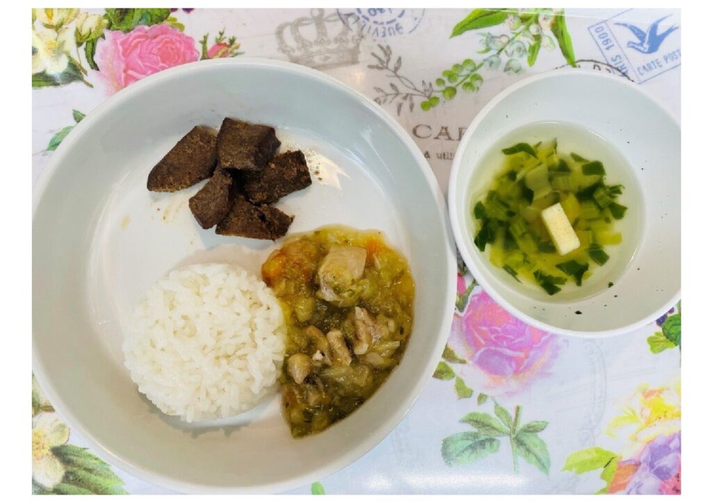 野菜のうま煮 レバーの甘辛煮 すまし汁