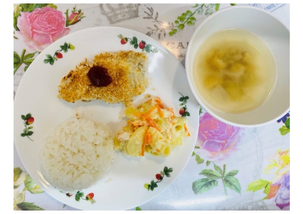 タラのパン粉焼 マカロニサラダ