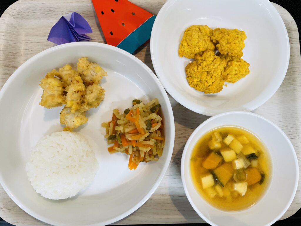 7月3日 豆腐ナゲット 切り干し大根煮 おやつ 人参クッキー