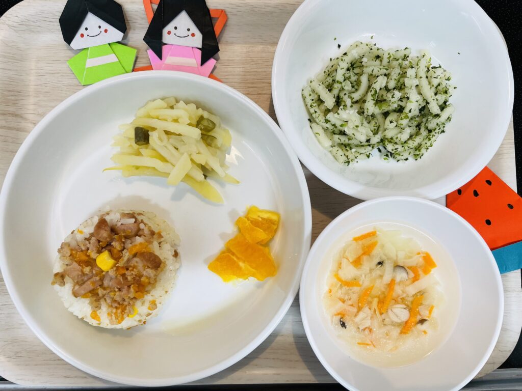 ピラフ じゃがいもの千切り炒め おやつ うどんスナック