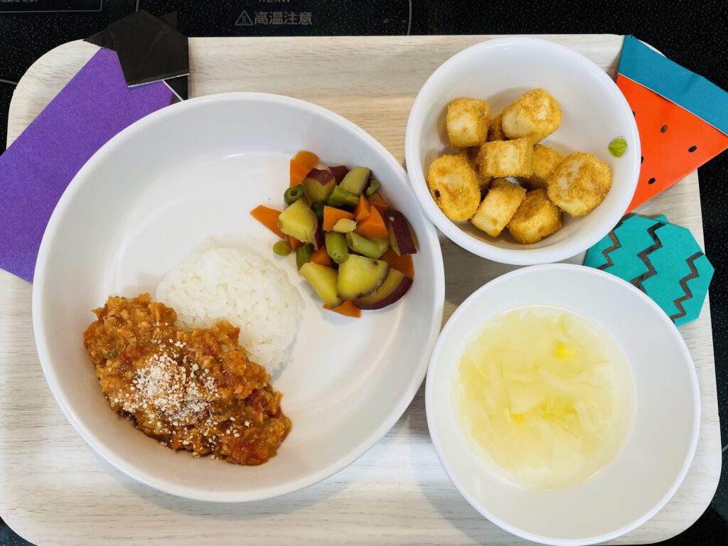 ミートソースライス さつまいもの煮物 おやつ お麩ラスク